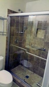bathroom remodel new shower door and tile